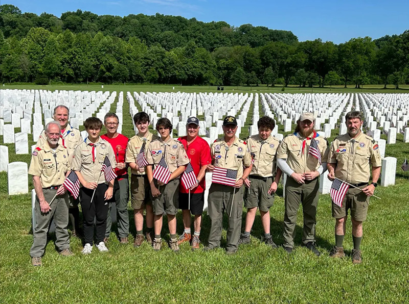 Scout Troop 6 Veteran's Memorial Flag Placement
